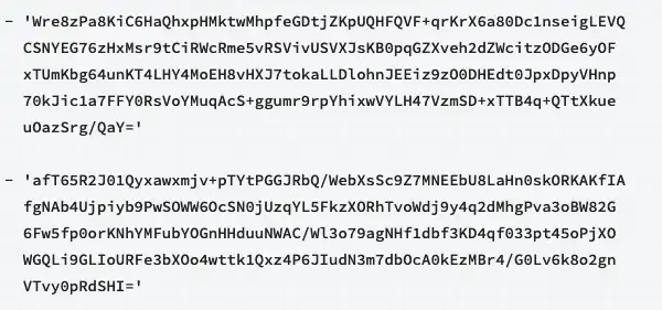 Image of multiple key string sequence.